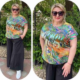 Фотография Блузка женская летняя BT237 green р.48-58 "ZLATA" недорого оптом от прямого поставщика