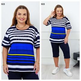 Фотография Костюм женский 584303 blue р.2XL-4XL "Vehuiah" недорого оптом от прямого поставщика