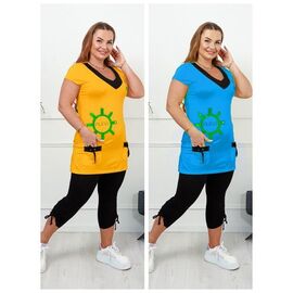 Фотография Костюм женский DG17 yellow р.2XL-3XL "Vehuiah" недорого оптом от прямого поставщика