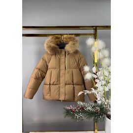 Фотография Курка детская зимняя на мальчика 58671 brown р.128-152 "Delfinka" недорого оптом от прямого поставщика