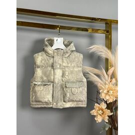 Жилетка дитяча на дівчинку 8160 beige р.90-130 "Delfinka" недорого оптом від прямого постачальника