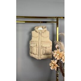 Жилетка дитяча на дівчинку 8169 beige р.116-140 "Delfinka" недорого оптом від прямого постачальника