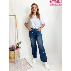 Фотография Женские джинсы со стразами и искусственными жемчужинами размерный ряд 25,26,27,28,29,30 "PARTNERS"