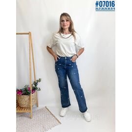 Фотография Женские джинсы со стразами и искусственными жемчужинами размерный ряд 26,27,28,29,30,31 "PARTNERS"