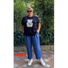 Штани жіночі літні 803-2 blue р.50-60 "ZLATA" недорого оптом від прямого постачальника