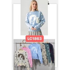 Фотография Свитер женский LC1863 mix р.46-50 "FLORA" недорого оптом от прямого поставщика