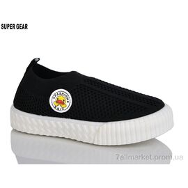 Сліпони дитячі без шнурків Літо B01-1603 black (12 пар р.26-31) "Super Gear" недорого оптом від прямого постачальника