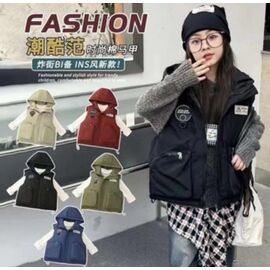 Фотография Жилетка детская на девочку F80 khaki р.110-150 "Farbique" недорого оптом от прямого поставщика