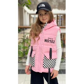 Фотография Жилетка детская на девочку F84 pink р.130-170 "Farbique" недорого оптом от прямого поставщика