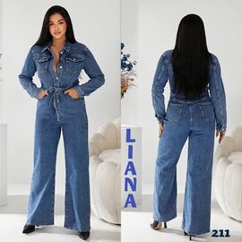 Фотография Комбинезон женский 211 blue р.L-5XL "Liana Denim" недорого оптом от прямого поставщика