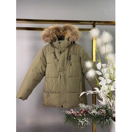 Фотография Курка детская зимняя на мальчика 5876 khaki р.134-158 "Delfinka" недорого оптом от прямого поставщика