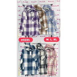 Фотография Рубашка женская 6284 l.blue р.M-XL "FIESTA" недорого оптом от прямого поставщика