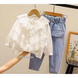 Блузка дитяча на дівчинку 1007 white р.110-150 "Baykush" недорого оптом від прямого постачальника