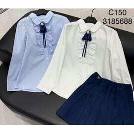 Фотография Блузка детская на девочку 150 white р.120-170 "Baykush" недорого оптом от прямого поставщика