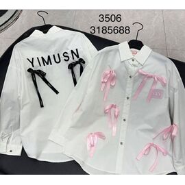 Фотография Рубашка детская на девочку 3506 white-pink р.120-170 "Baykush" недорого оптом от прямого поставщика