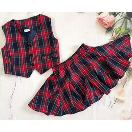 Костюм дитячий на дівчинку 8556 red-black р.122-146 "Moda school" недорого оптом від прямого постачальника