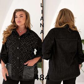 Сорочка жіноча 483-1 black р.2XL-7XL "Liana Denim" недорого оптом від прямого постачальника
