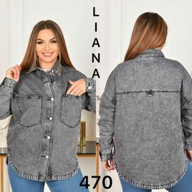 Фотография Рубашка женская 470 grey р.3XL-5XL "Liana Denim" недорого оптом от прямого поставщика