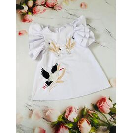 Блузка дитяча літня на дівчинку M82 white р.104-122 "Moda school" недорого оптом від прямого постачальника