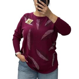 Фотография Свитер женский 25221 wine р.52-60 "Elena&Vika" недорого оптом от прямого поставщика