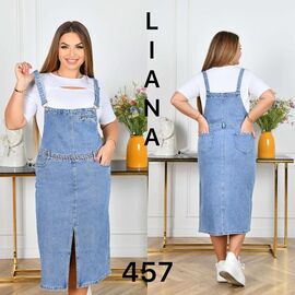 Фотография Сарафан женский 457 l.blue р.2XL-7XL "Liana Denim" недорого оптом от прямого поставщика