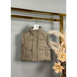 Фотография Жилетка детская на девочку 8168 khaki р.5-13 "Delfinka" недорого оптом от прямого поставщика