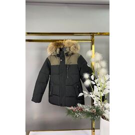 Фотография Курка детская зимняя на мальчика WK593 black-khaki р.134-158 "Delfinka" недорого оптом от прямого поставщика
