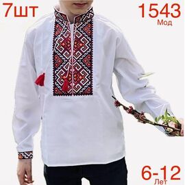 Вишиванка дитяча на хлопчика N1543-1 white р.6-12 "EMRE" недорого оптом від прямого постачальника