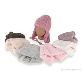 Жіноча шапка Зима J06 mix (3 шт. р.сіткаOne size) "TUZZI" недорого оптом від прямого постачальника