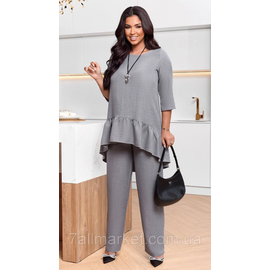 Фотография Костюм двойка женский лен жатка размеры 46-60 "LADA" недорого от прямого поставщик