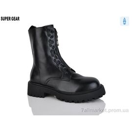 Черевики жіночі стильні Весна/осінь 01-053 black (6 пар р.35-40) "Super Gear" недорого оптом від прямого постачальника