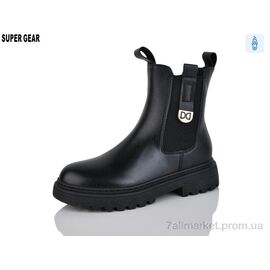 Черевики жіночі стильні Весна/осінь PV25-21 black (6 пар р.36-41) "Super Gear" недорого оптом від прямого постачальника