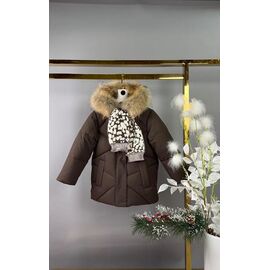 Фотография Курка детская зимняя на девочку 1818 brown р.104-128 "Delfinka" недорого оптом от прямого поставщика