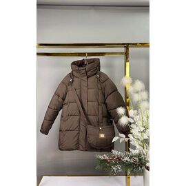 Курка дитяча зимова на дівчинку 66113 brown р.134-158 "Delfinka" недорого оптом від прямого постачальника