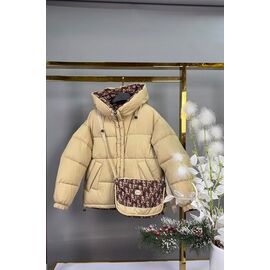 Курка дитяча зимова на дівчинку 93 beige р.140-164 "Delfinka" недорого оптом від прямого постачальника