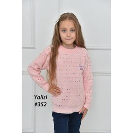 Фотография Свитер детский на девочку 352 pink р.110-150 "Yalisi" недорого оптом от прямого поставщика