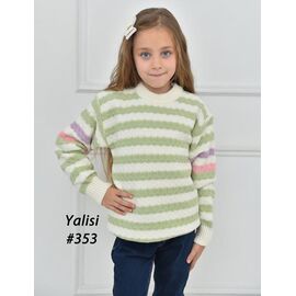 Фотография Свитер детский на девочку 353 green р.110-150 "Yalisi" недорого оптом от прямого поставщика