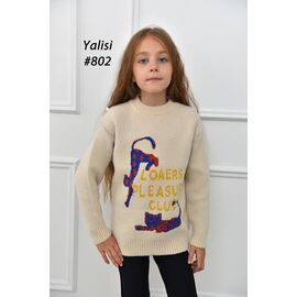 Фотография Свитер детский на девочку 802 beige р.110-150 "Yalisi" недорого оптом от прямого поставщика