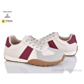 Кросівки жіночі модні Весна/осінь DB3501-1 beige-wine (8 пар р.35-40) "Clibee-Doremi" недорого оптом від прямого постачальника