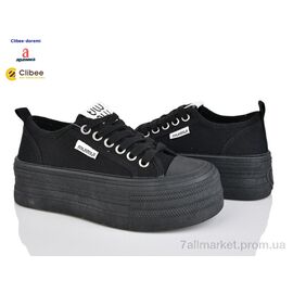 Кеди жіночі стильні Весна/осінь DB1-2 black (8 пар р.35-40) "Clibee-Doremi" недорого оптом від прямого постачальника