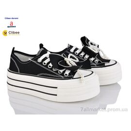 Кеди жіночі стильні Весна/осінь BD31 black (8 пар р.35-40) "Clibee-Doremi" недорого оптом від прямого постачальника