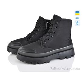 Черевики жіночі стильні Зима Progress 5409 фліс-хутро чорний (6 пар р.37-41) "Lvovbaza" недорого оптом від прямого постачальника