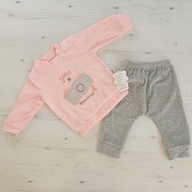 Костюм дитячий спортивний на дівчинку 608 peach-grey р.68-80 "MALIBU" недорого оптом від прямого постачальника