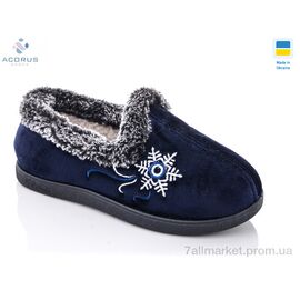 Фотография Тапки женские для дома зима YB2202 navy (12 пар р.38-42) "Acorus" недорого оптом от прямого поставщика