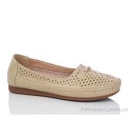 Фотография Туфли женские стильные Лето 910 beige батал (8 пар р.40-43) "Leguzaza" недорого оптом от прямого поставщика