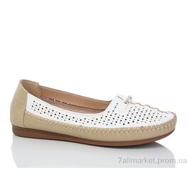 Фотография Туфли женские стильные Лето 910 white-beige батал (8 пар р.40-43) "Leguzaza" недорого оптом от прямого поставщика