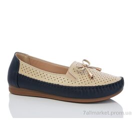 Фотография Туфли женские стильные Лето 915 beige-blue (8 пар р.37-42) "Leguzaza" недорого оптом от прямого поставщика
