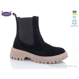 Черевики жіночі стильні Зима 361 чорний замш беж мех (6 пар р.36-40) "Garti" недорого оптом від прямого постачальника