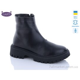 Фотография Ботинки женские стильные зима 6723 чорна шкіра хутро (6 пар р.36-40) "Garti" недорого оптом от прямого поставщика