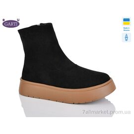 Черевики жіночі стильні Весна/осінь 445 чорний замш-корич (6 пар р.36-40) "Garti" недорого оптом від прямого постачальника